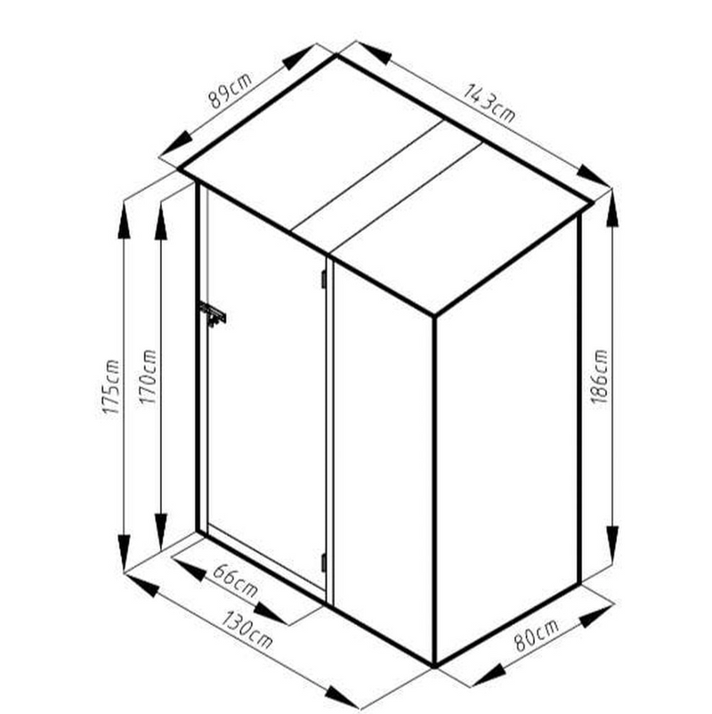 LOTUS PHOEBE PENT METAL SHED 5X3 - GREY
