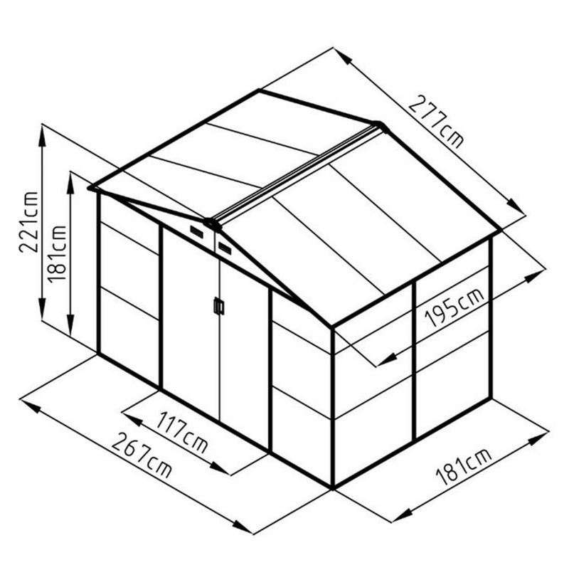 LOTUS HYPNOS APEX METAL SHED GREEN 9X6