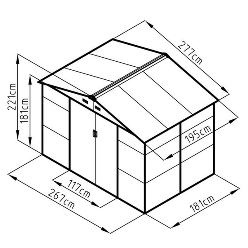 LOTUS HYPNOS APEX METAL SHED GREY 9X6