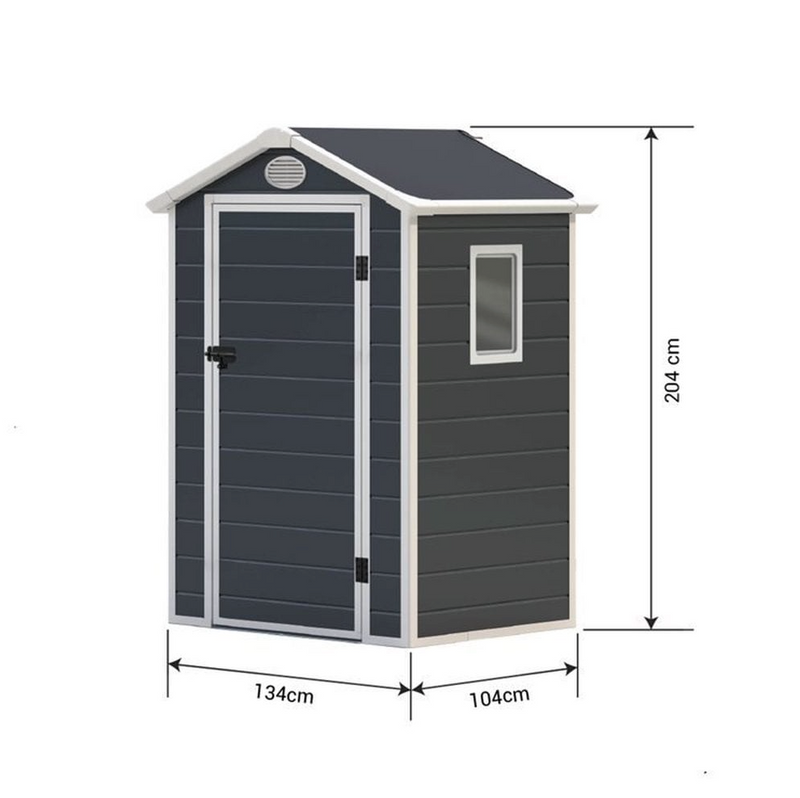 LOTUS ANIMUS APEX PLASTIC SHED DARK GREY WITH FLOOR 4X3