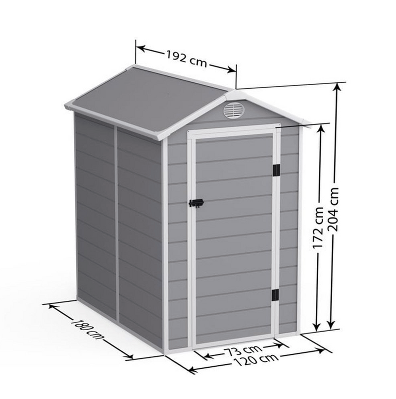 LOTUS ANIMUS APEX PLASTIC SHED LIGHT GREY WITH FLOOR 4X6