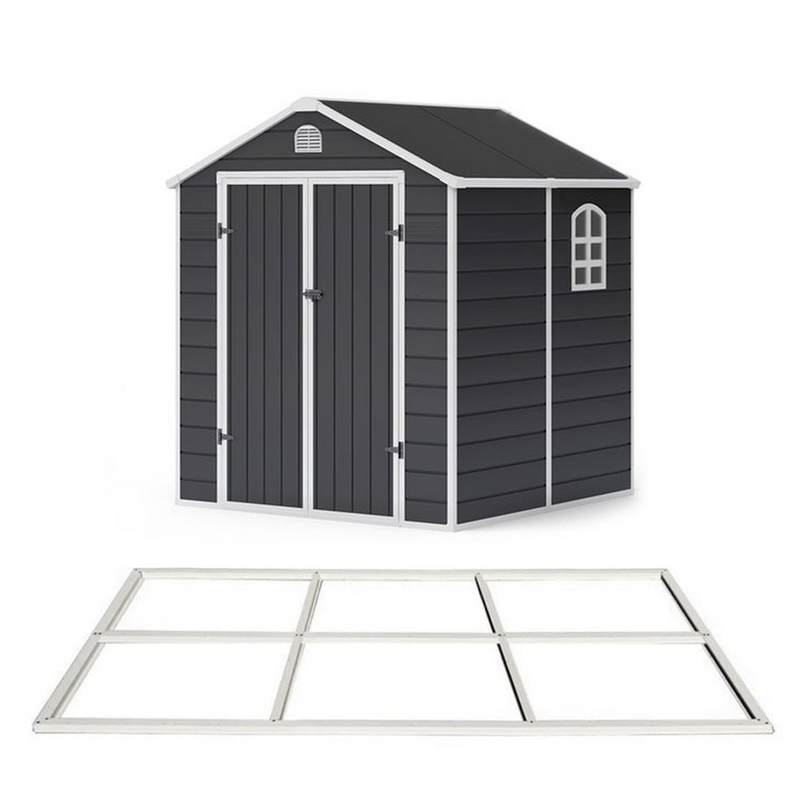 LOTUS SONO APEX PLASTIC GARDEN SHED INCLUDING FOUNDATION KIT 6X6