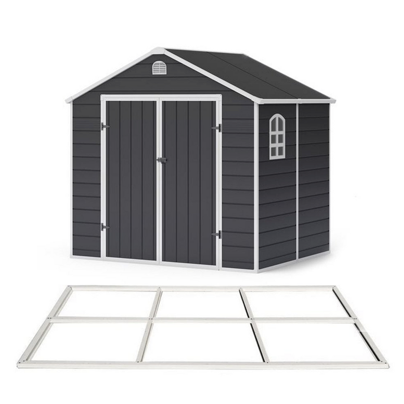 LOTUS SONO APEX PLASTIC GARDEN SHED INCLUDING FOUNDATION KIT 8X6