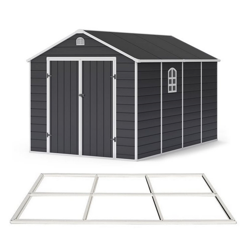 Lotus Sono Plastic Garden Shed with Foundation Kit (2.41m x 3.66m) 8' x 12'
