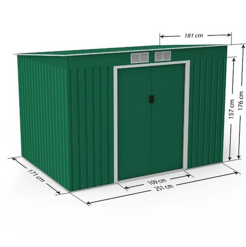 LOTUS HESTIA PENT METAL SHED INCLUDING FOUNDATION KIT 9X6