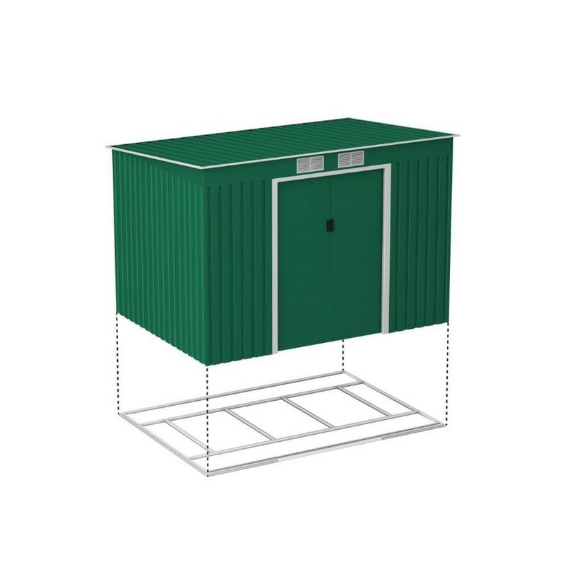 LOTUS HESTIA PENT METAL SHED INCLUDING FOUNDATION KIT 9X6
