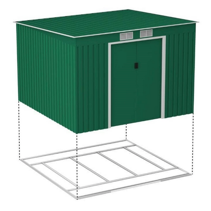 LOTUS HESTIA PENT METAL SHED INCLUDING FOUNDATION KIT 9X8
