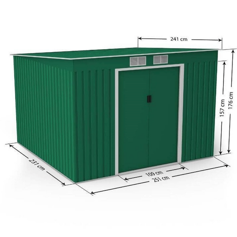 LOTUS HESTIA PENT METAL SHED INCLUDING FOUNDATION KIT 9X8