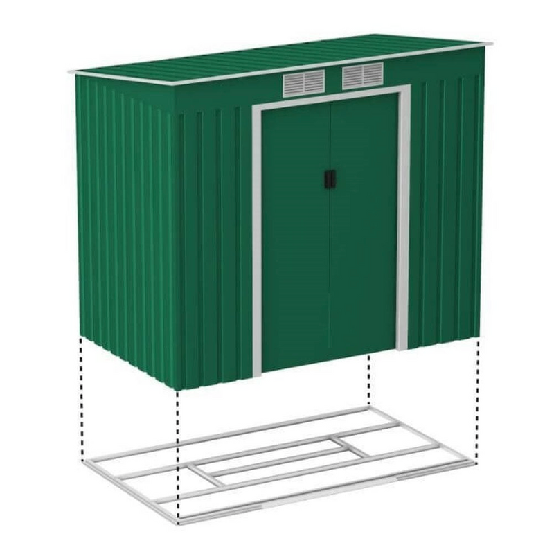 LOTUS HESTIA PENT METAL SHED INCLUDING FOUNDATION KIT 7X4