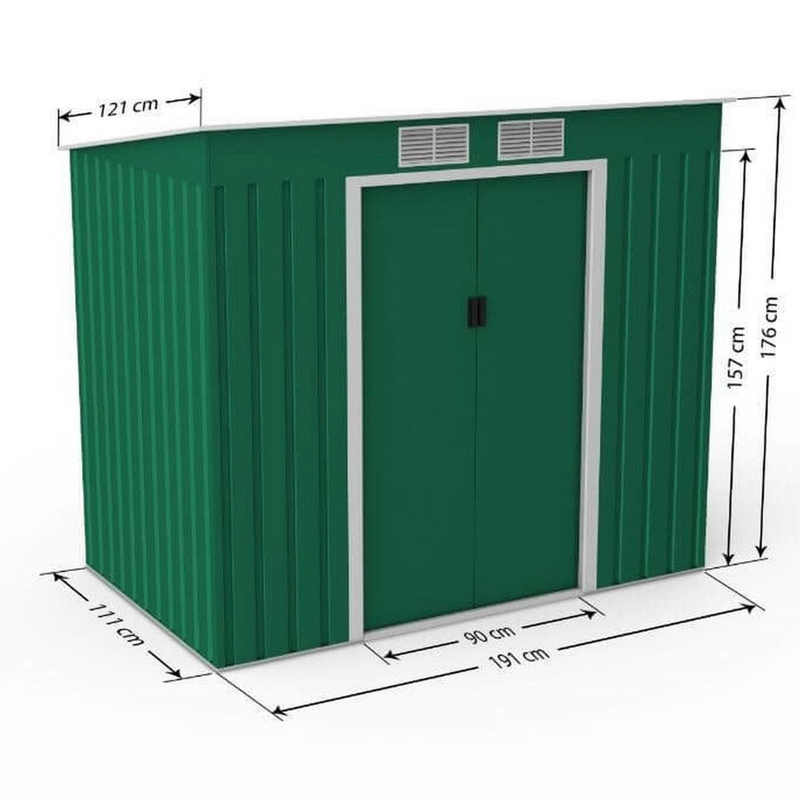 LOTUS HESTIA PENT METAL SHED INCLUDING FOUNDATION KIT 7X4