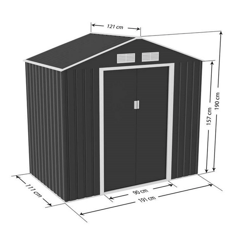 HERA APEX METAL SHED INCLUDING FOUNDATION KIT 7X4
