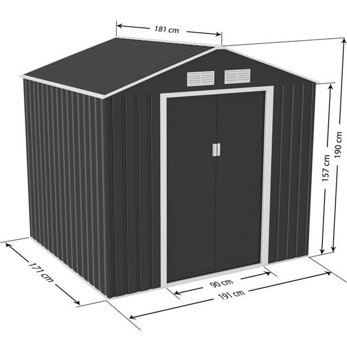 HERA APEX METAL SHED INCLUDING FOUNDATION KIT 7X6