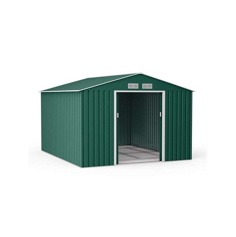 GREEN ORION APEX METAL SHED WITH FOUNDATION KIT 9X10