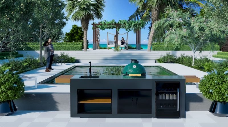 Grillandia Outdoor Kitchen Large Green Egg, Fridge, Sink and Weather Cover - 2.5M