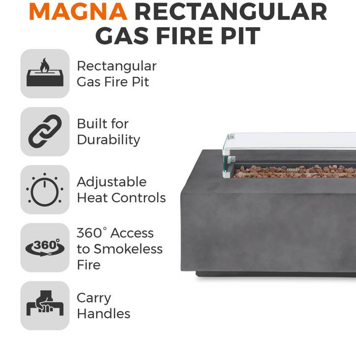 Magna Rectangular Gas Fire Pit