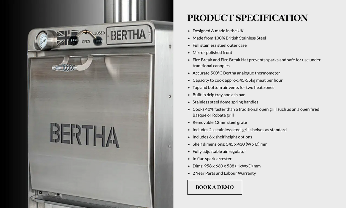 Bertha Professional X+ Charcoal Oven