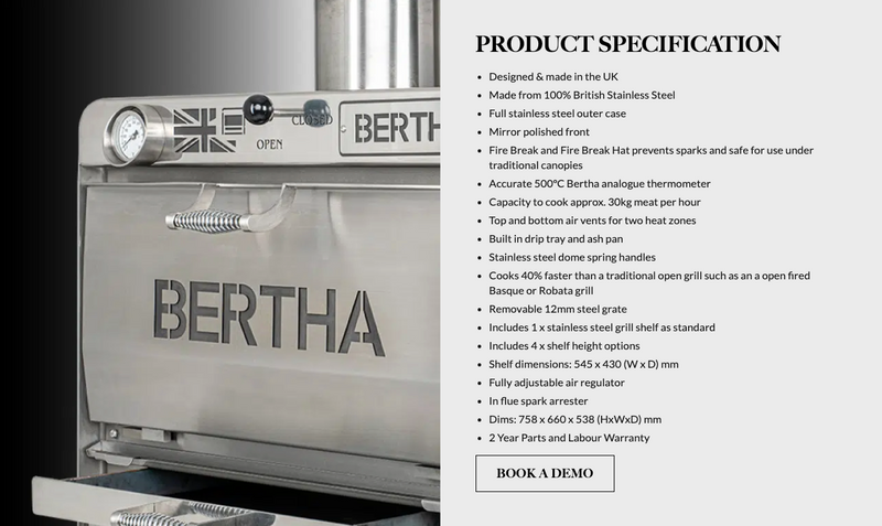 Bertha Professional X Charcoal Oven