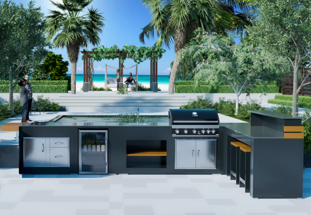 Outdoor kitchen Well Done L shape + Entertainment Center 5M x 3M