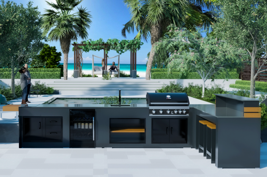 Outdoor kitchen Well Done L shape + Entertainment Center 5M x 3M