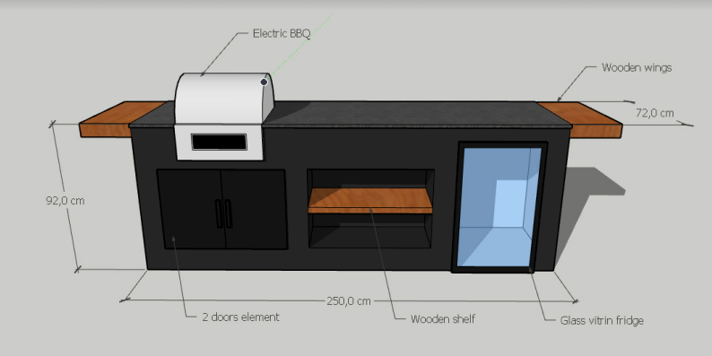 Grillandia Outdoor Kitchen Land Mann Electric Grill, Fridge and Weather Cover - 2.5M