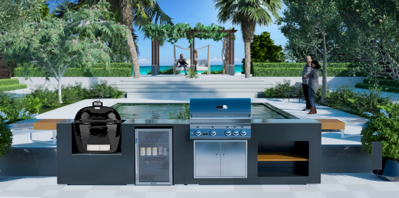 Grillandia Outdoor Kitchen Whistler Burford 4 Burner, and Primo Ceramic Grill - 4m