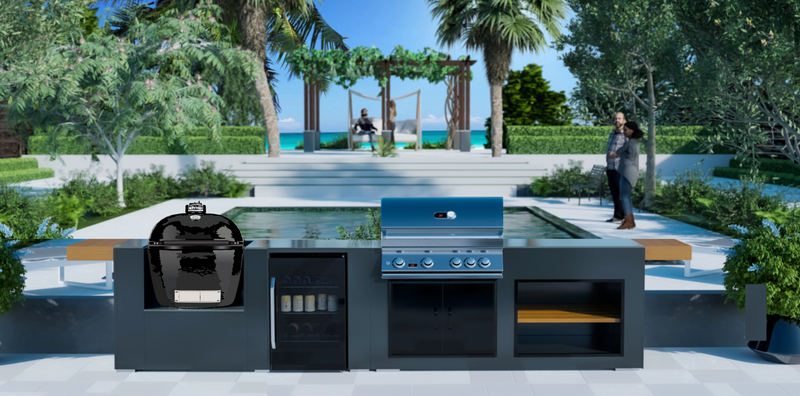 Grillandia Outdoor Kitchen Whistler Burford 4 Burner, and Primo Ceramic Grill - 4m