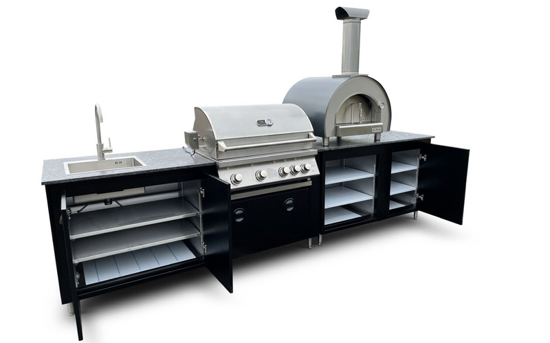Outdoor kitchen Whistler Burford 4 BBQ & Piccolo Pizza oven 2.6M