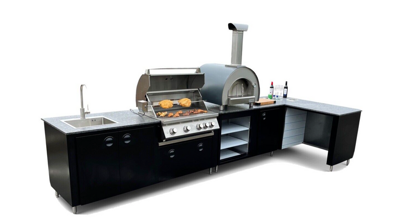 Outdoor kitchen L Shape BBQ & Pizza oven