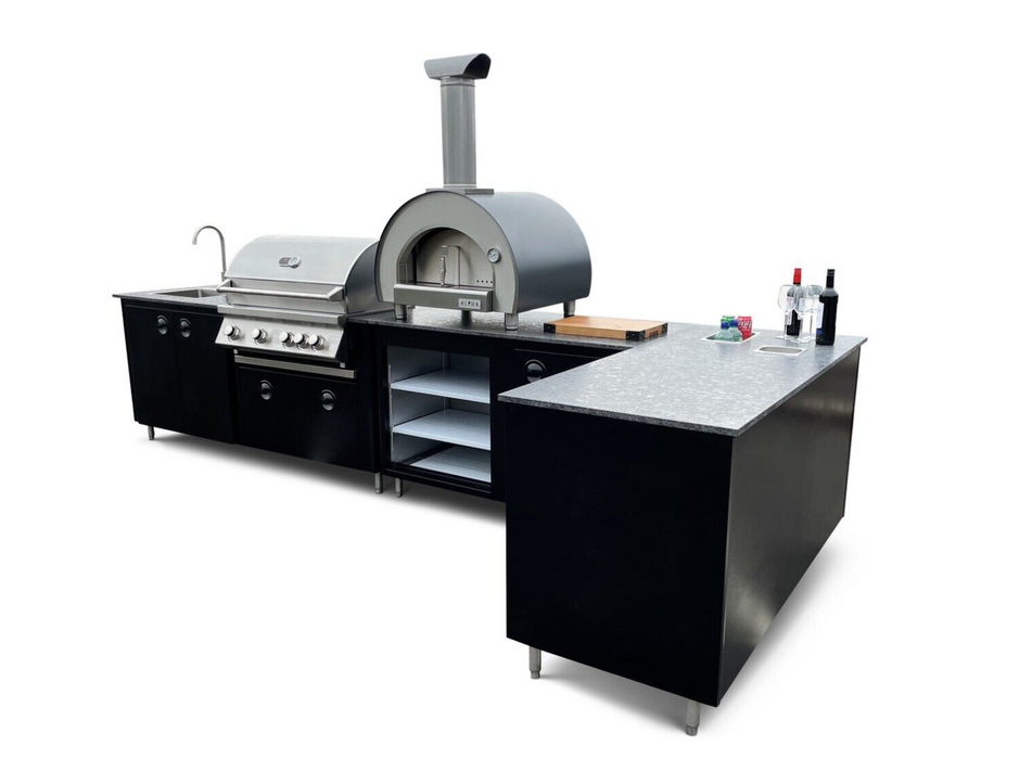 Outdoor kitchen L Shape BBQ & Pizza oven