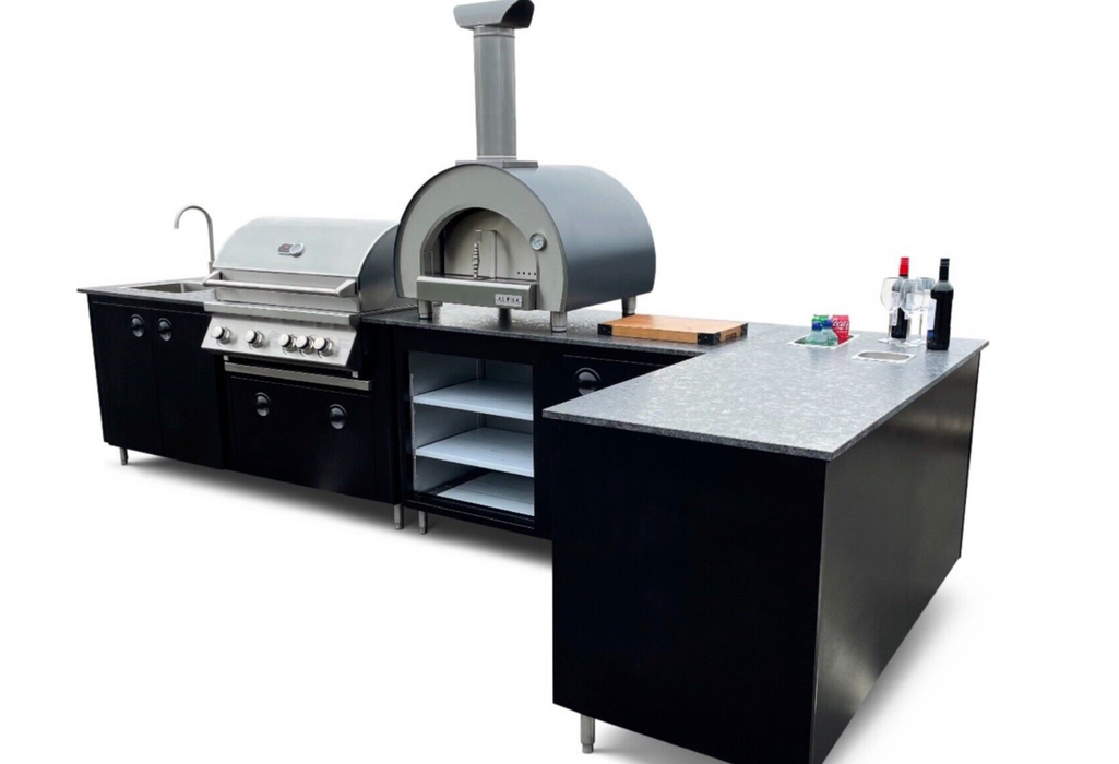 Outdoor kitchen L Shape BBQ & Pizza oven