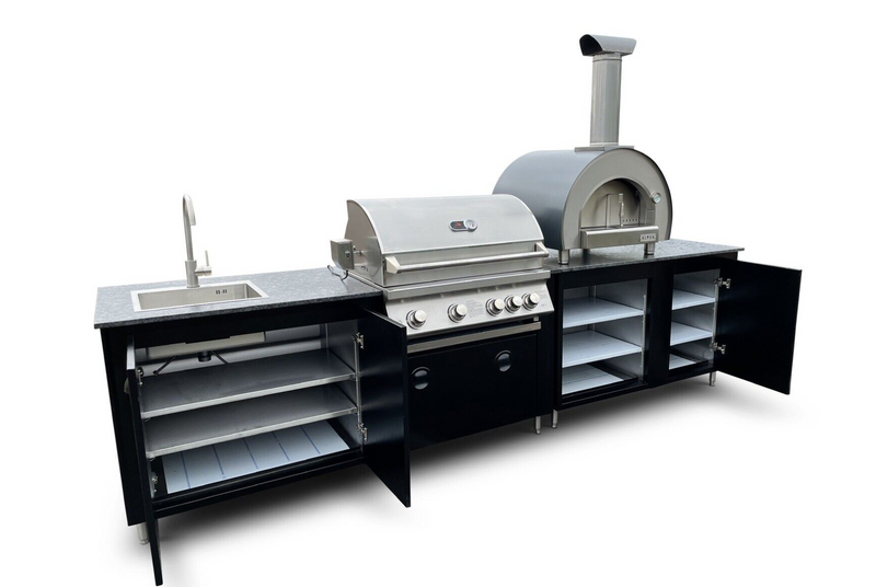 Outdoor kitchen L Shape BBQ & Pizza oven