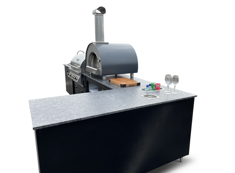 Outdoor kitchen L Shape BBQ & Pizza oven