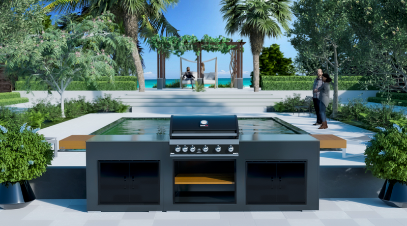 Grillandia Outdoor Kitchen Grandhall Maxim 5 Burner, Double Doors and Weather Cover - 2.5M