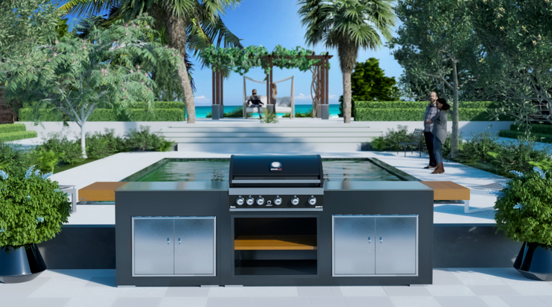 Grillandia Outdoor Kitchen Grandhall Maxim 5 Burner, Double Doors and Weather Cover - 2.5M