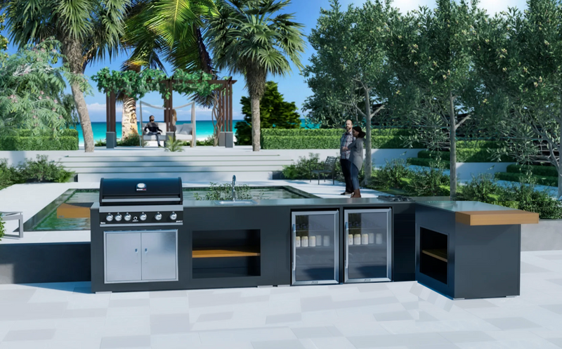 Grillandia Outdoor Kitchen L Shape Maxim G5, Double Fridge and Weather Cover