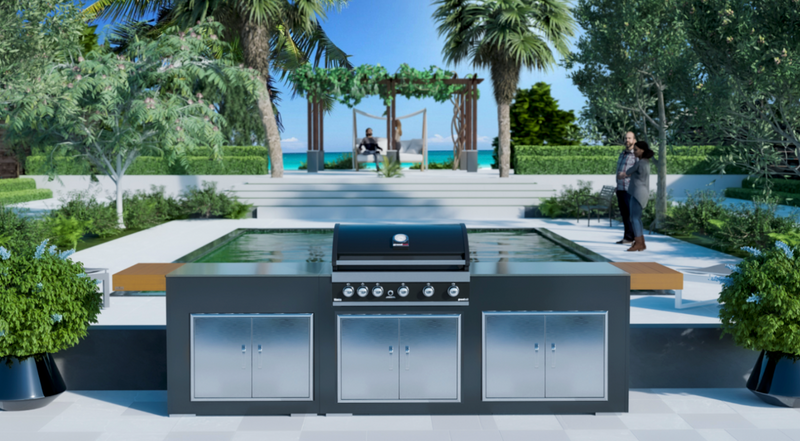 Grillandia Outdoor Kitchen Grandhall Maxim 5 Burner - Triple Double Doors and Weather Cover - 2.5M