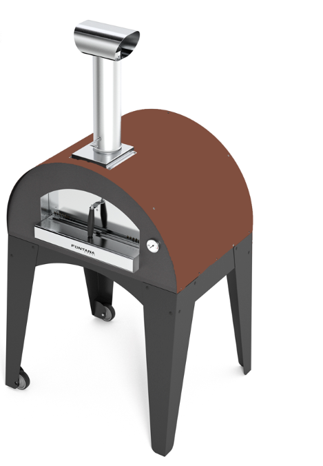 Fontana Lorenzo Wood Pizza Oven with Trolley - Rosso