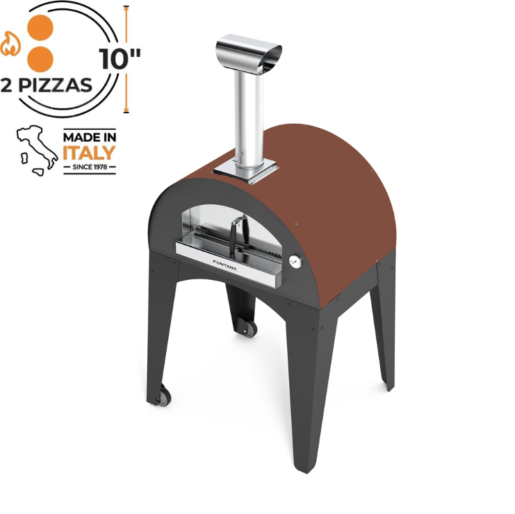 Fontana Lorenzo Wood Pizza Oven with Trolley - Rosso