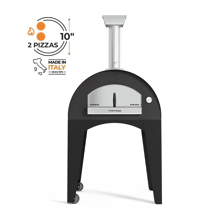 Fontana Lorenzo Wood Pizza Oven with Trolley - Rosso
