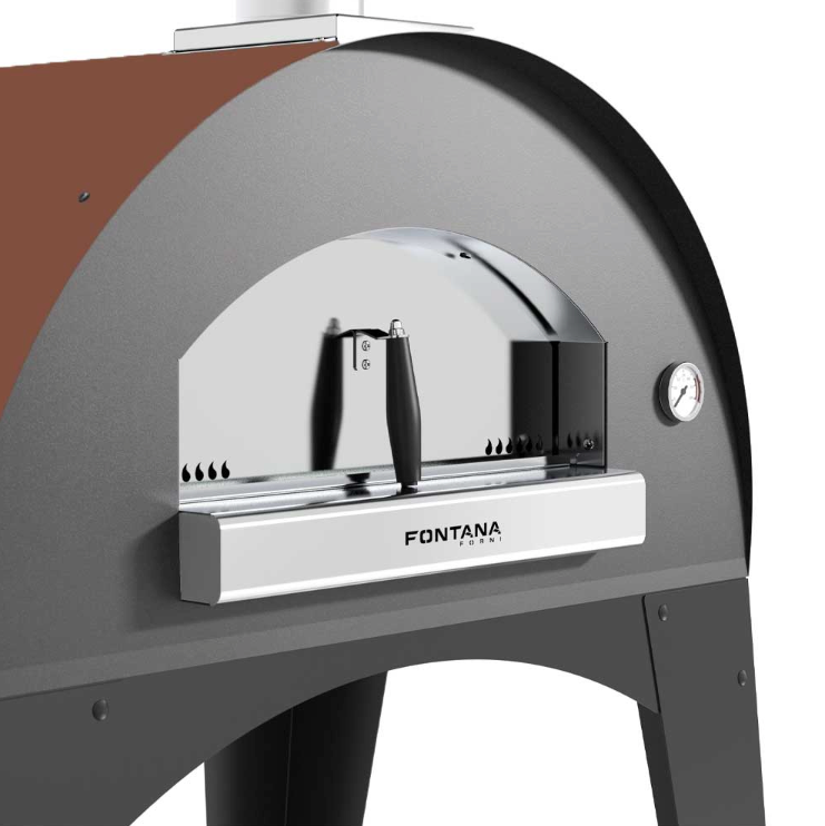 Fontana Lorenzo Wood Pizza Oven with Trolley - Rosso