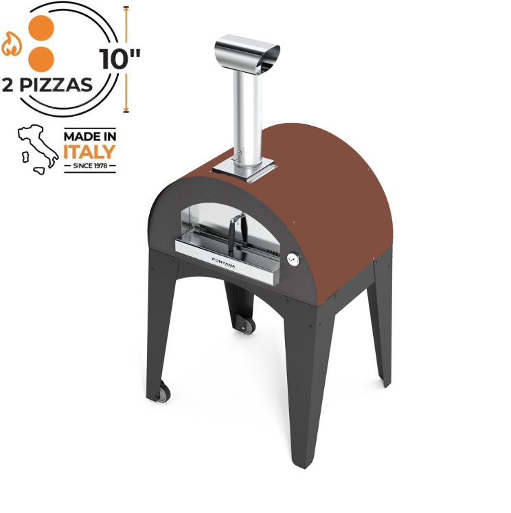 Fontana Lorenzo Wood Pizza Oven with Trolley - Rosso