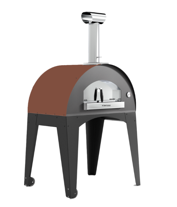 Fontana Lorenzo Wood Pizza Oven with Trolley - Rosso