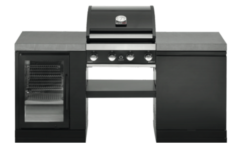 GrandPro Outdoor Kitchen with 4 Burner BBQ, and Fridge - 1.9m