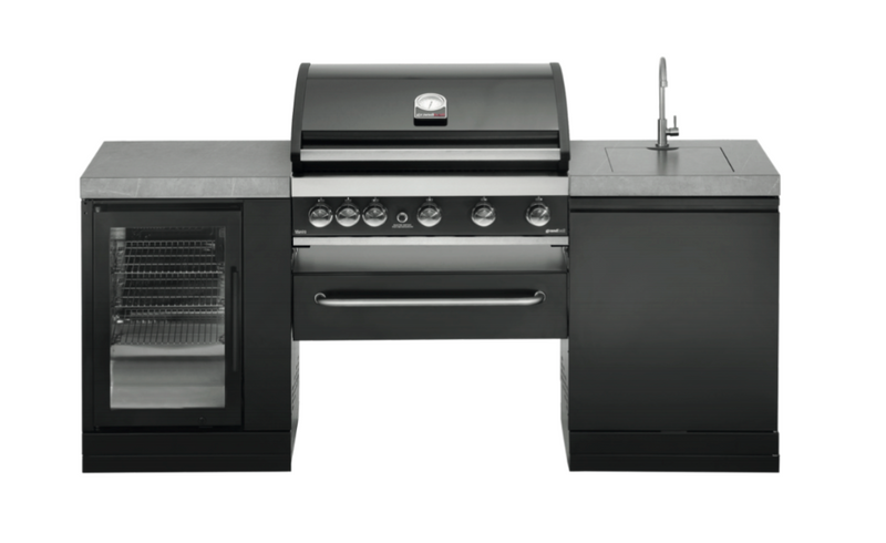 GrandPro Outdoor Kitchen with 5 Burner BBQ, Fridge and Sink - 2m
