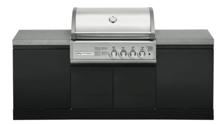 GrandPro Outdoor Kitchen with CrossRay 4 Burner BBQ, - 2.2m