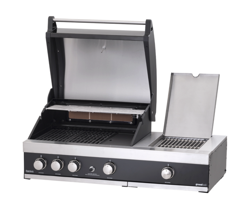 GrandPro Outdoor Kitchen with 3 Burner BBQ, Side Burner, and Fridge - 2.9m