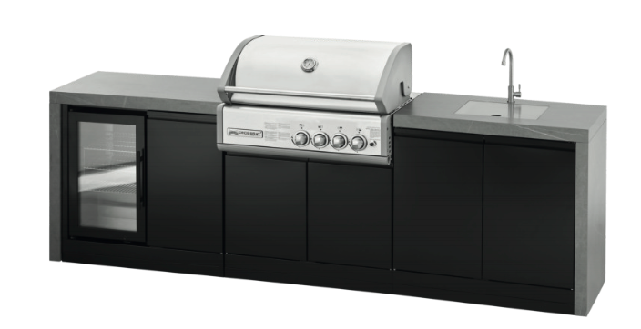 GrandPro Outdoor Kitchen 284 Water Fall Series Cross-ray 4-Burner + Free Pizza Oven