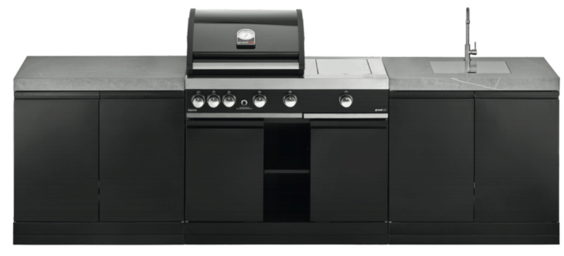 GrandPro Outdoor Kitchen with 3 Burner BBQ, Side Burner and Sink - 2.9m