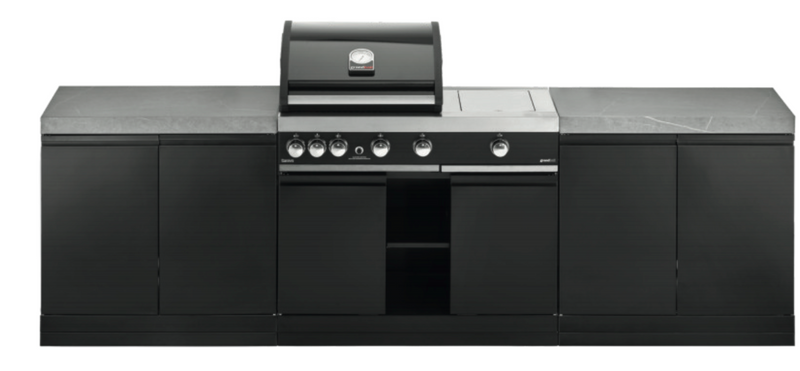 GrandPro Outdoor Kitchen with 3 Burner BBQ, and Side Burner - 2.9m