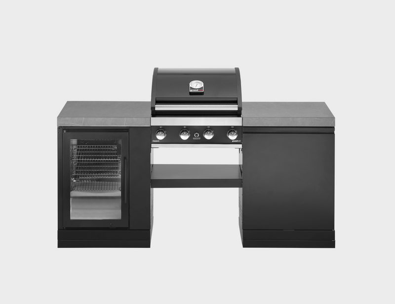 GrandPro Outdoor Kitchen with 4 Burner BBQ, and Fridge - 1.9m